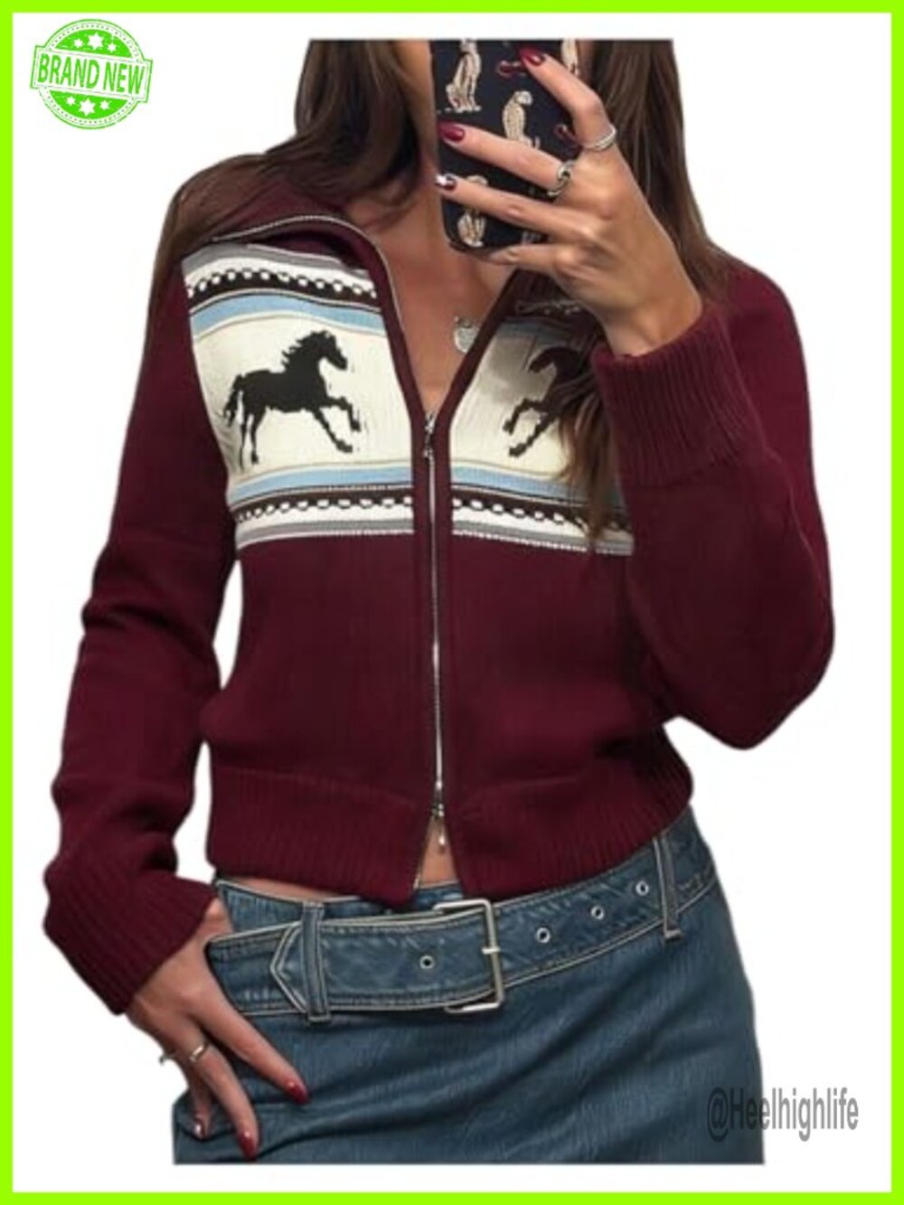 Women's Cropped Zip Up Knit Cardigan Sweater Slim Fit Long Sleeve